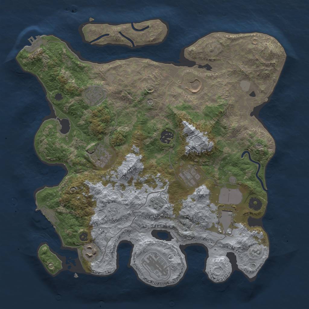 Rust Map: Procedural Map, Size: 3500, Seed: 16679805, 18 Monuments