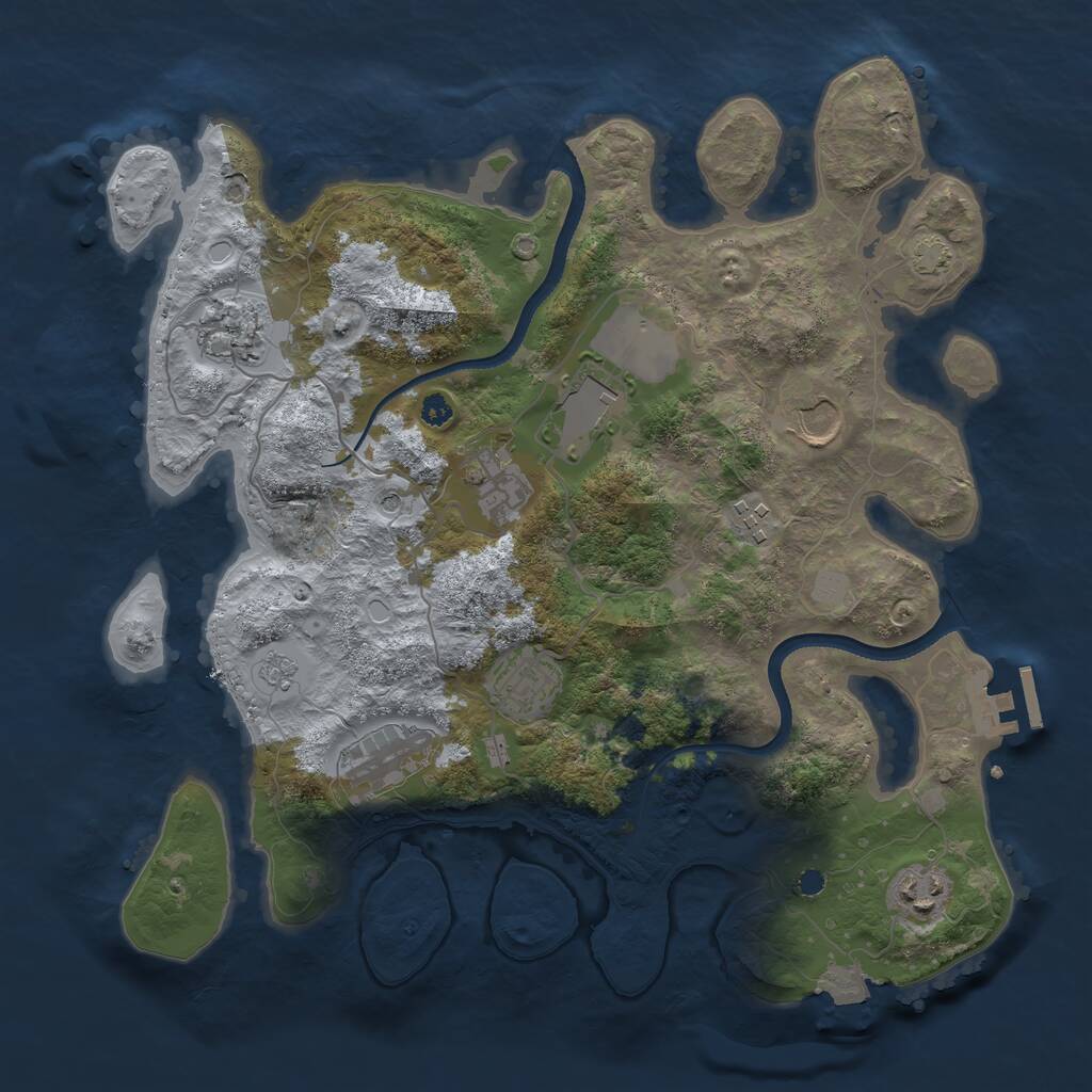 Rust Map: Procedural Map, Size: 3500, Seed: 52729077, 13 Monuments
