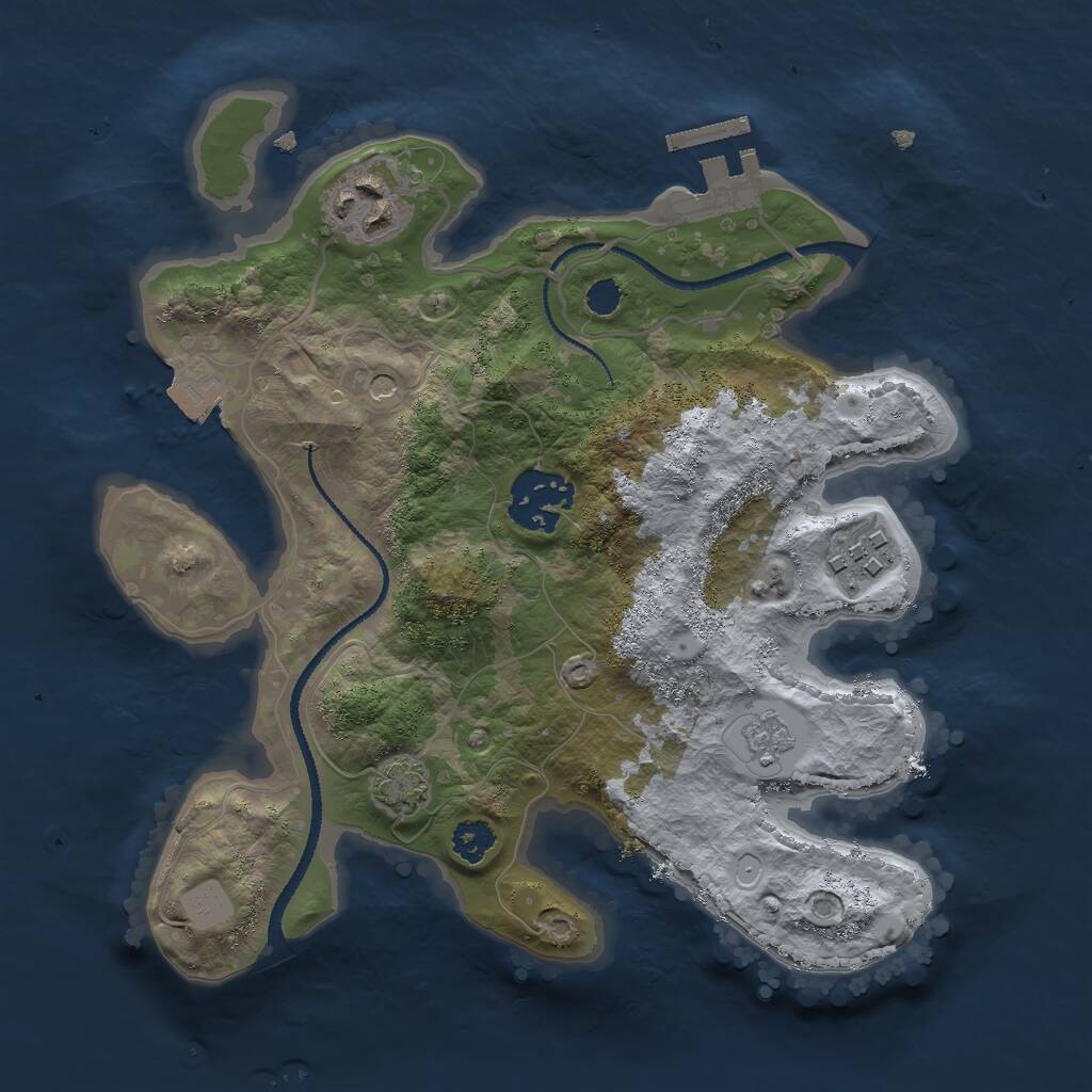 Rust Map: Procedural Map, Size: 2600, Seed: 649219346, 8 Monuments