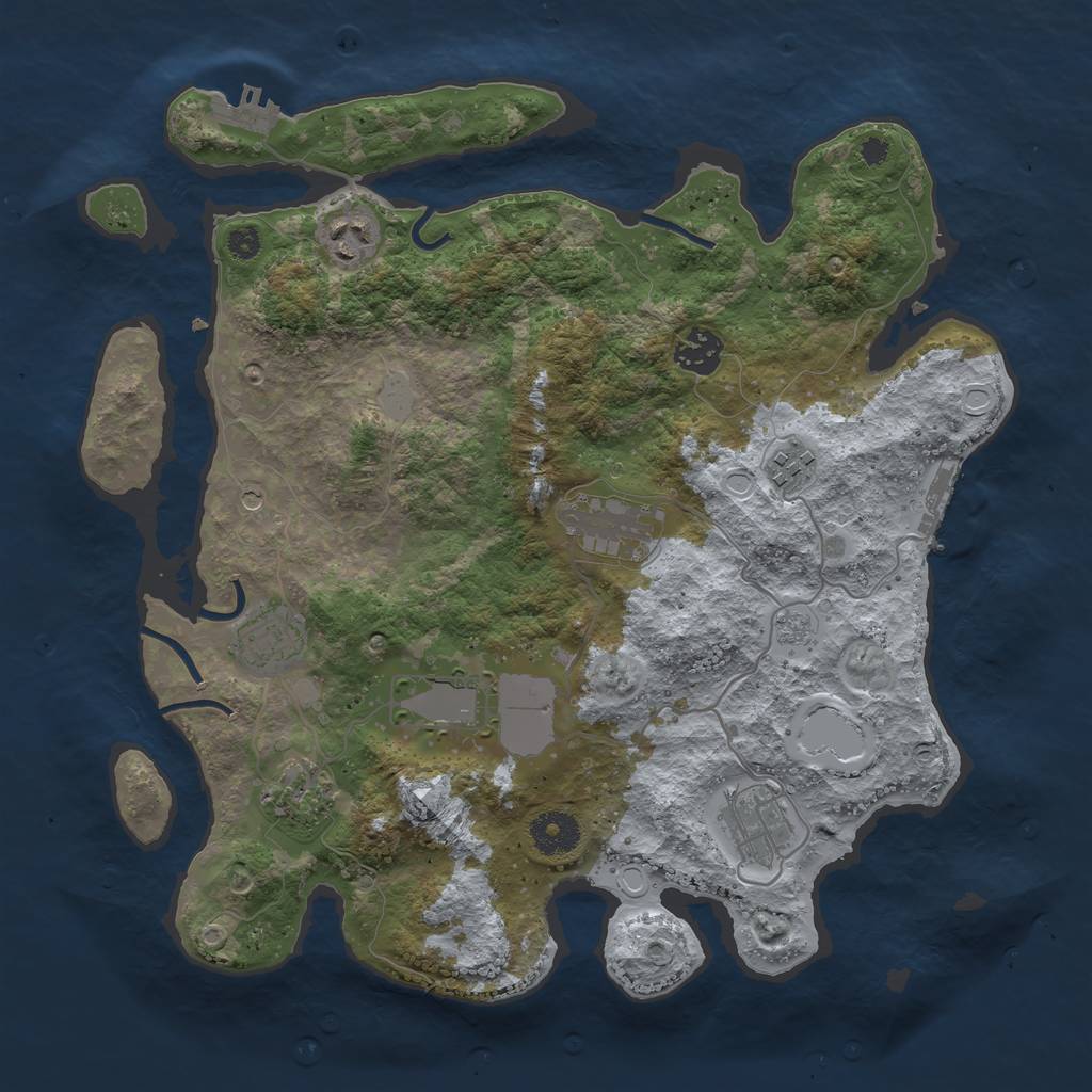 Rust Map: Procedural Map, Size: 3500, Seed: 37581149, 17 Monuments