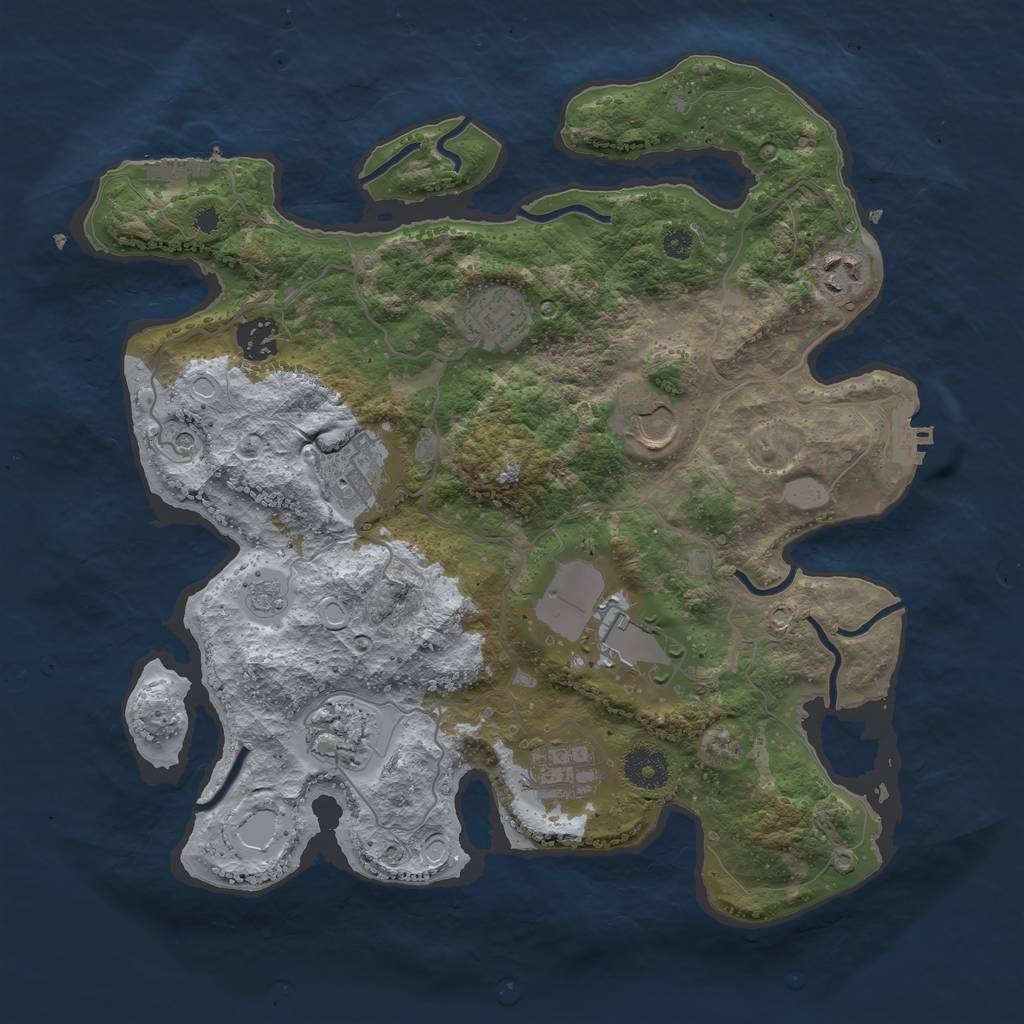 Rust Map: Procedural Map, Size: 3500, Seed: 365102, 17 Monuments