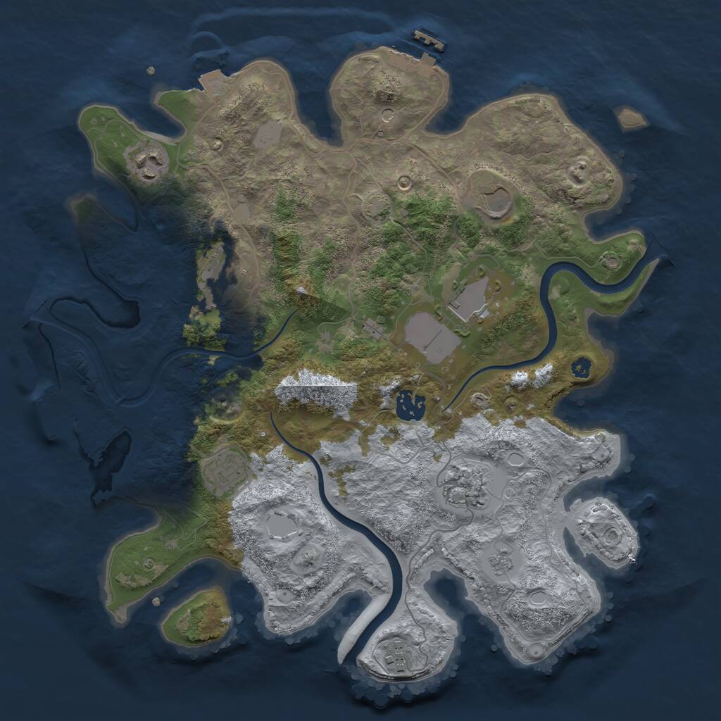 Rust Map: Procedural Map, Size: 3500, Seed: 93152225, 14 Monuments