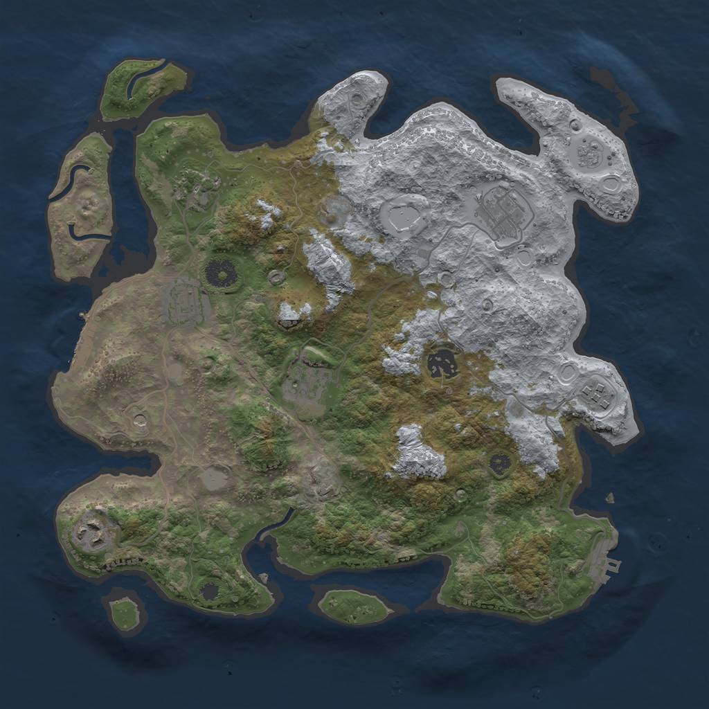 Rust Map: Procedural Map, Size: 3499, Seed: 1234567890, 14 Monuments