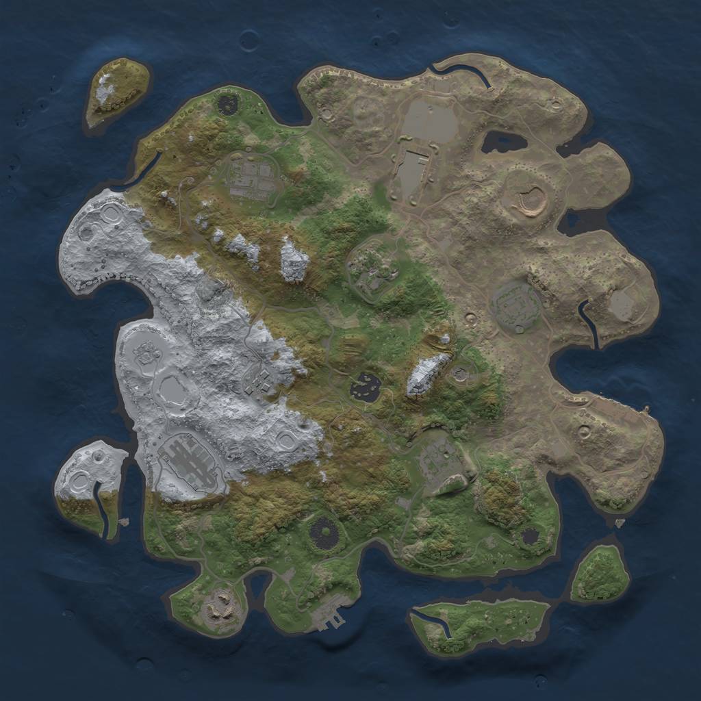 Rust Map: Procedural Map, Size: 3500, Seed: 480315187, 17 Monuments