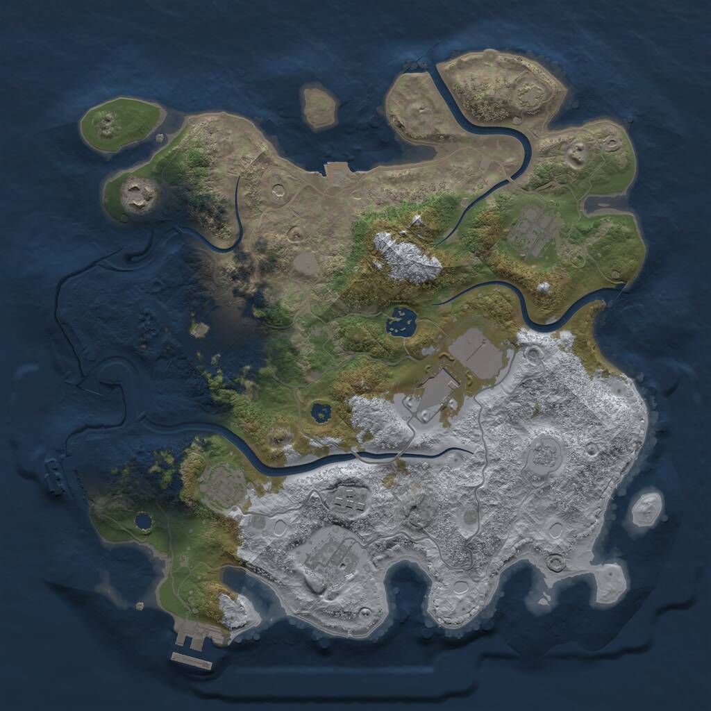Rust Map: Procedural Map, Size: 3500, Seed: 74668172, 14 Monuments