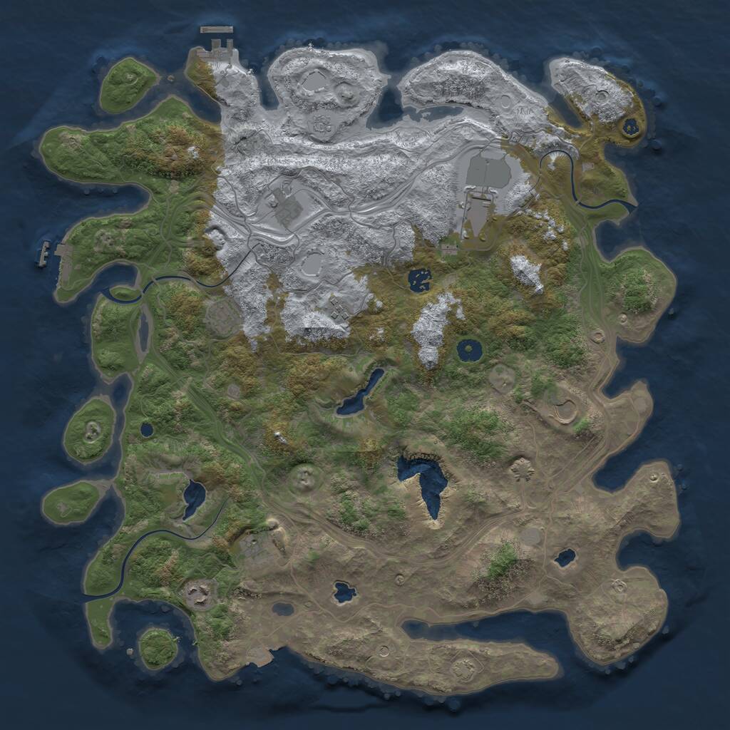 Rust Map: Procedural Map, Size: 4500, Seed: 875883580, 14 Monuments