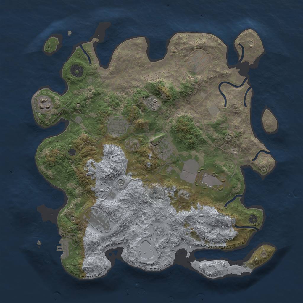 Rust Map: Procedural Map, Size: 3500, Seed: 76840734, 15 Monuments