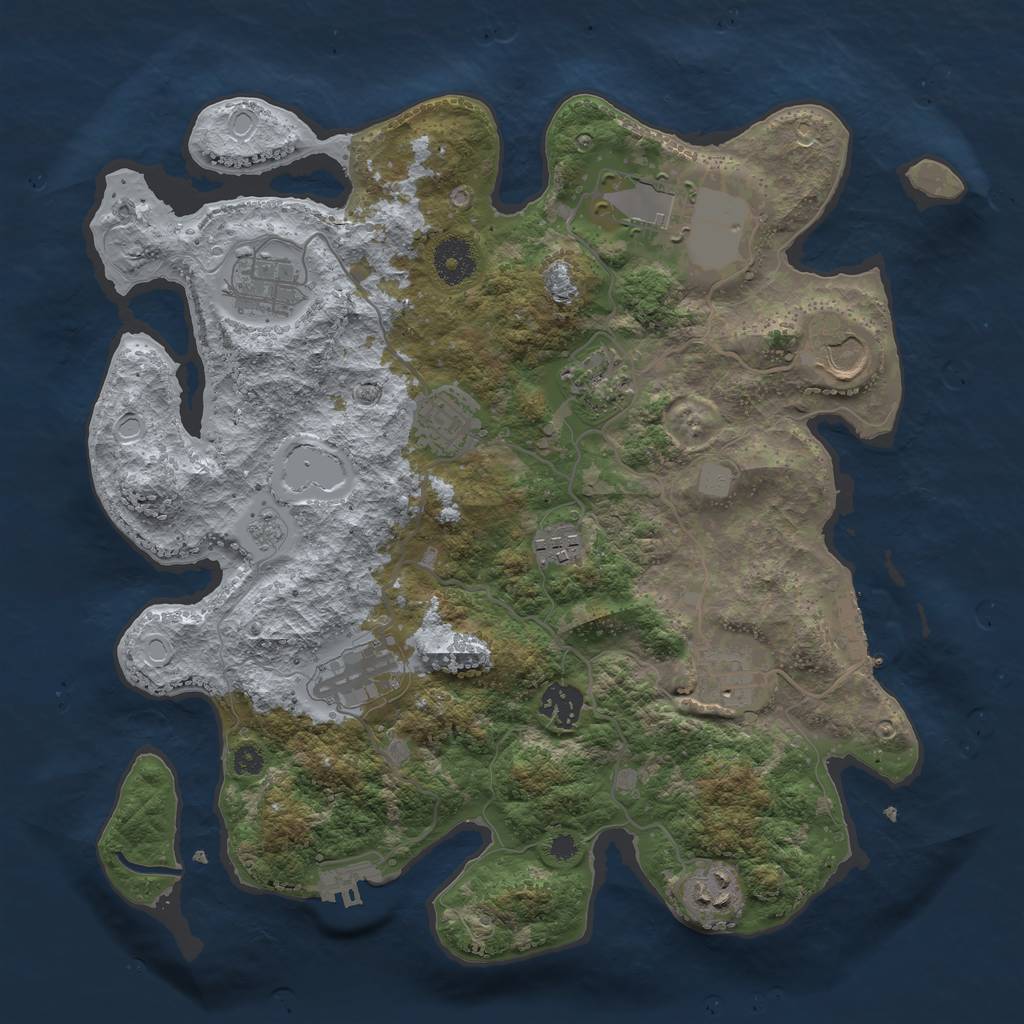 Rust Map: Procedural Map, Size: 3500, Seed: 59955179, 18 Monuments