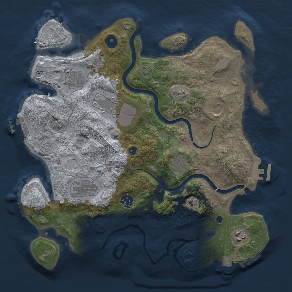 Rust Map: Procedural Map, Size: 3500, Seed: 86371163, 14 Monuments