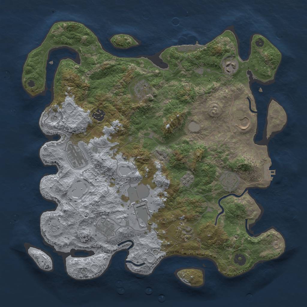 Rust Map: Procedural Map, Size: 3800, Seed: 33551015, 17 Monuments