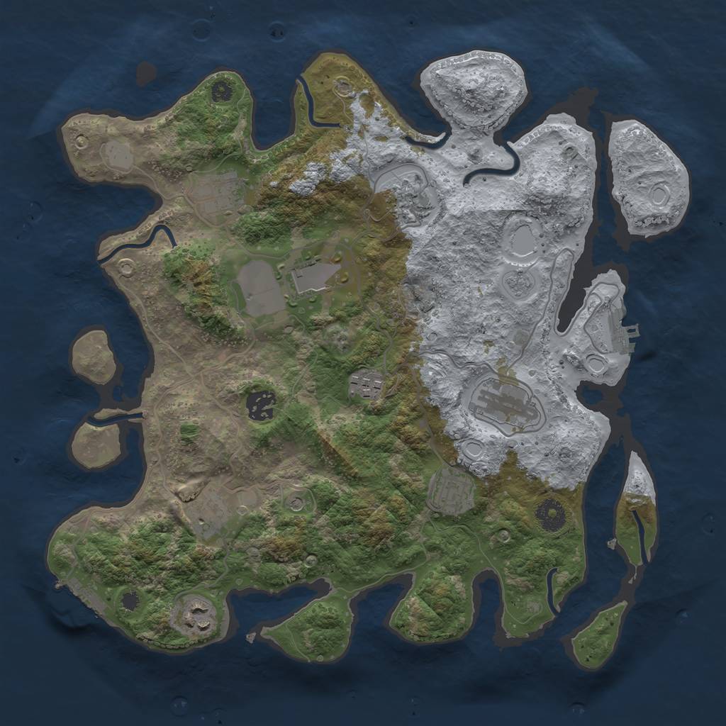 Rust Map: Procedural Map, Size: 3500, Seed: 95015193, 16 Monuments