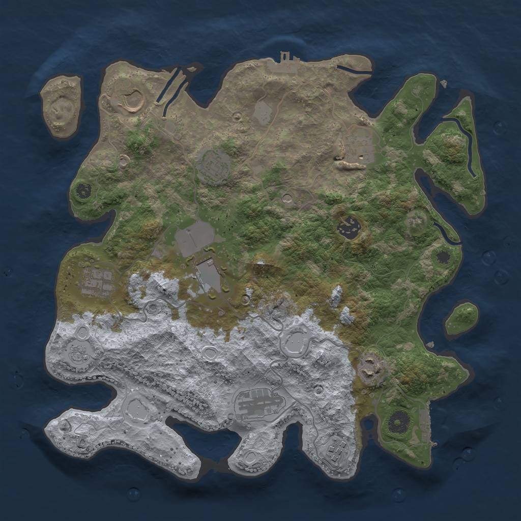 Rust Map: Procedural Map, Size: 3500, Seed: 39624687, 18 Monuments