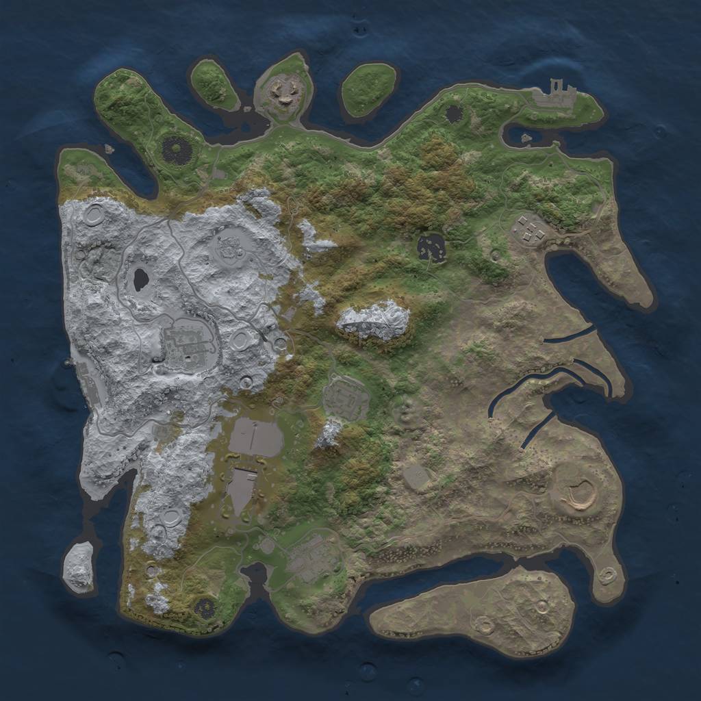 Rust Map: Procedural Map, Size: 3500, Seed: 71777089, 17 Monuments
