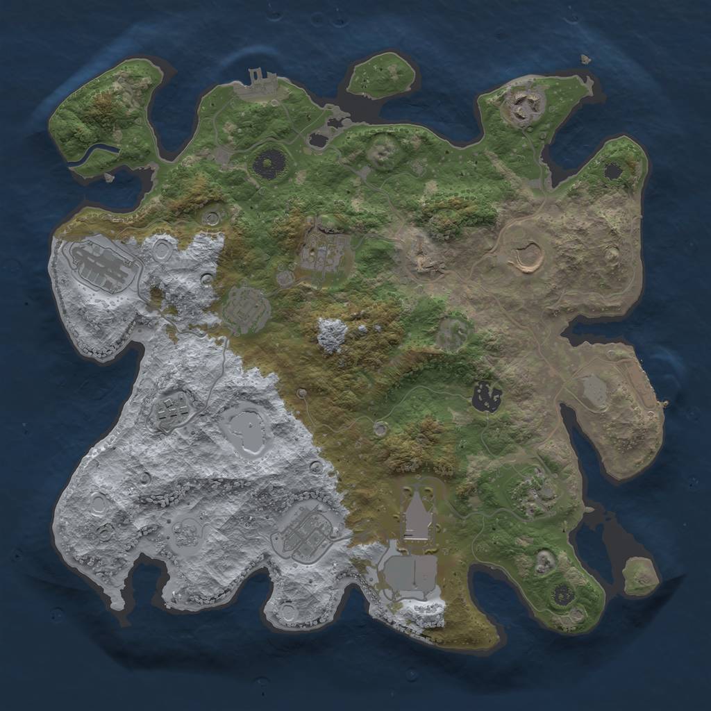 Rust Map: Procedural Map, Size: 3500, Seed: 102166292, 19 Monuments