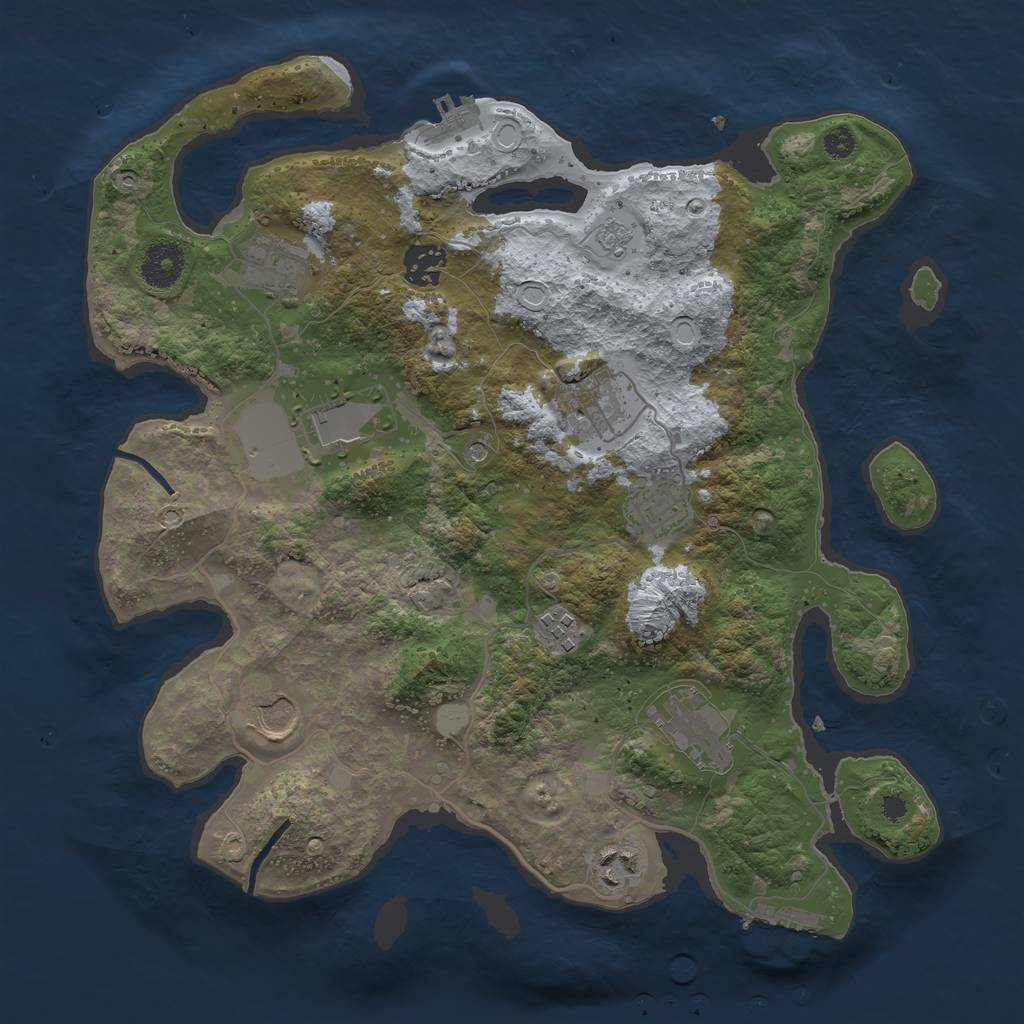 Rust Map: Procedural Map, Size: 3500, Seed: 54057306, 16 Monuments