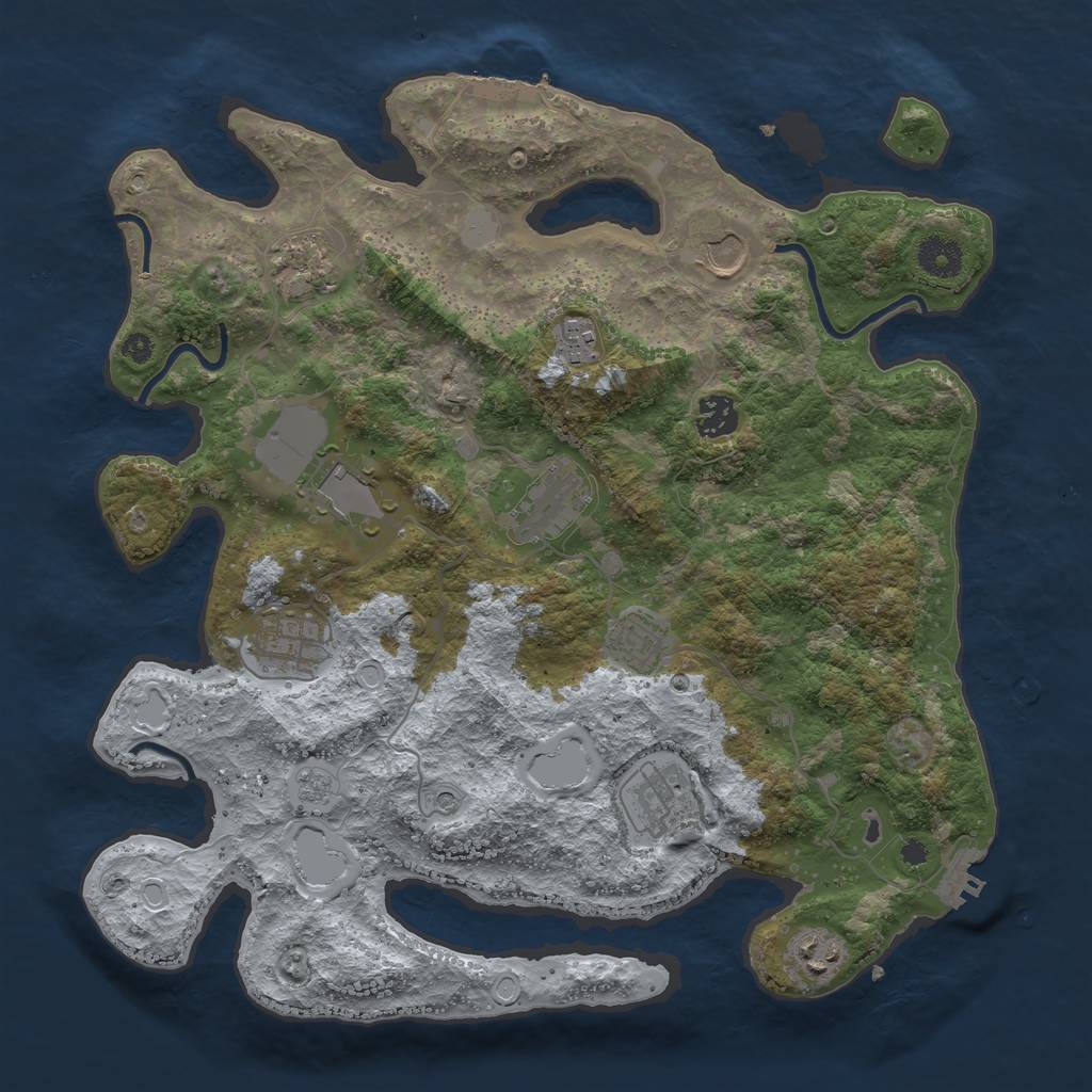 Rust Map: Procedural Map, Size: 3750, Seed: 1797952134, 17 Monuments