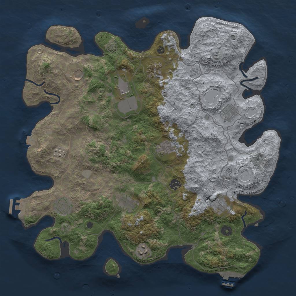 Rust Map: Procedural Map, Size: 4000, Seed: 558926749, 19 Monuments