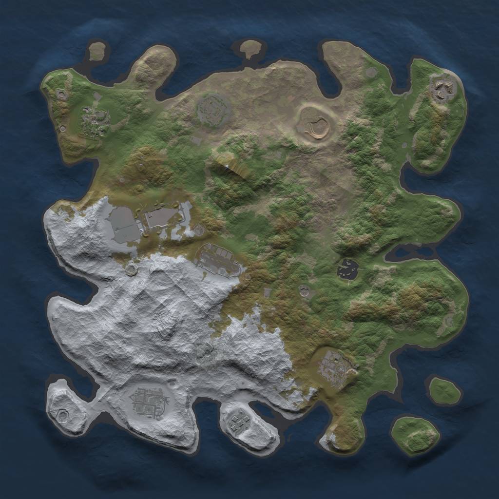 Rust Map: Barren, Size: 3600, Seed: 45464216, 13 Monuments