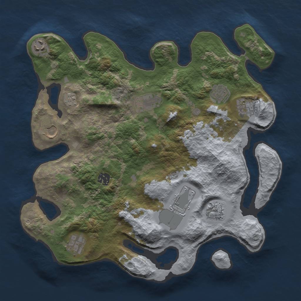 Rust Map: Barren, Size: 3600, Seed: 57443712, 13 Monuments