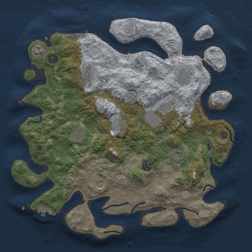 Rust Map: Procedural Map, Size: 3800, Seed: 896500695, 17 Monuments