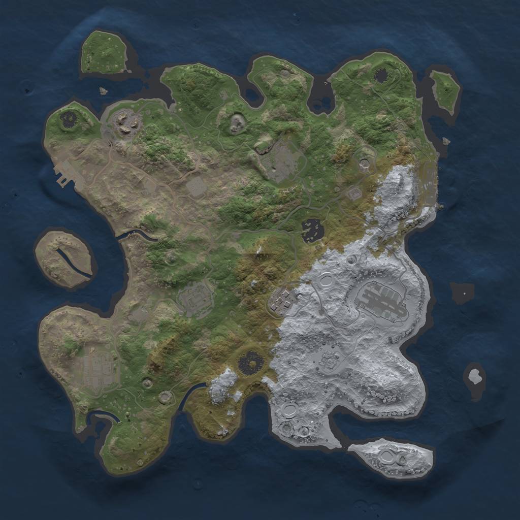 Rust Map: Procedural Map, Size: 3250, Seed: 69420, 14 Monuments