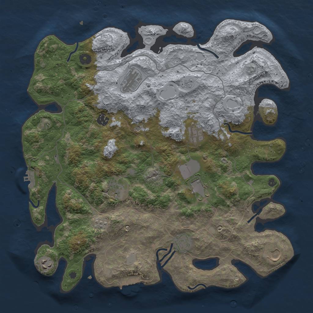 Rust Map: Procedural Map, Size: 4000, Seed: 1419360318, 18 Monuments