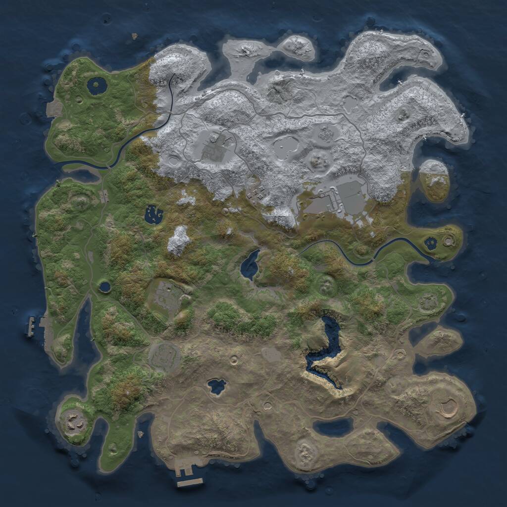 Rust Map: Procedural Map, Size: 4000, Seed: 1419360318, 14 Monuments