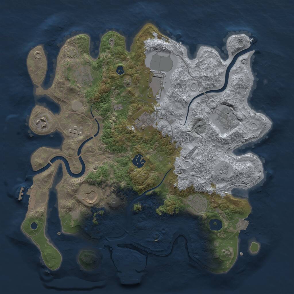 Rust Map: Procedural Map, Size: 3500, Seed: 1712975658, 15 Monuments