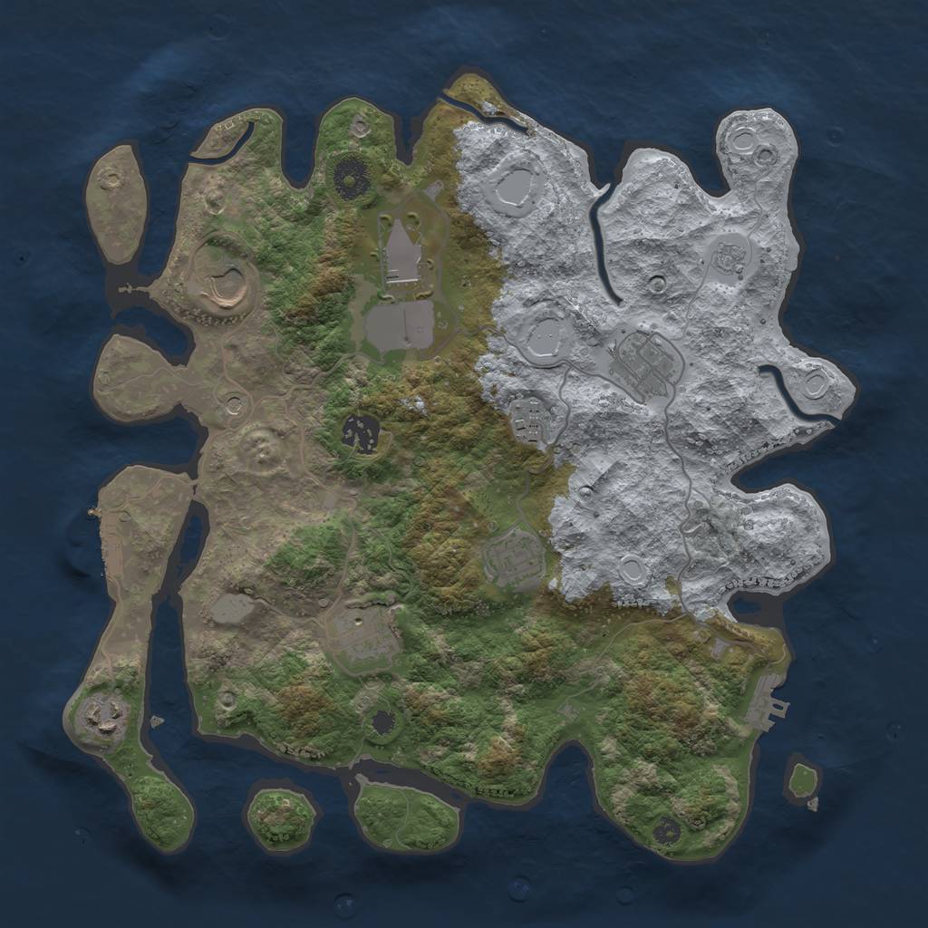 Rust Map: Procedural Map, Size: 3500, Seed: 1712975658, 17 Monuments