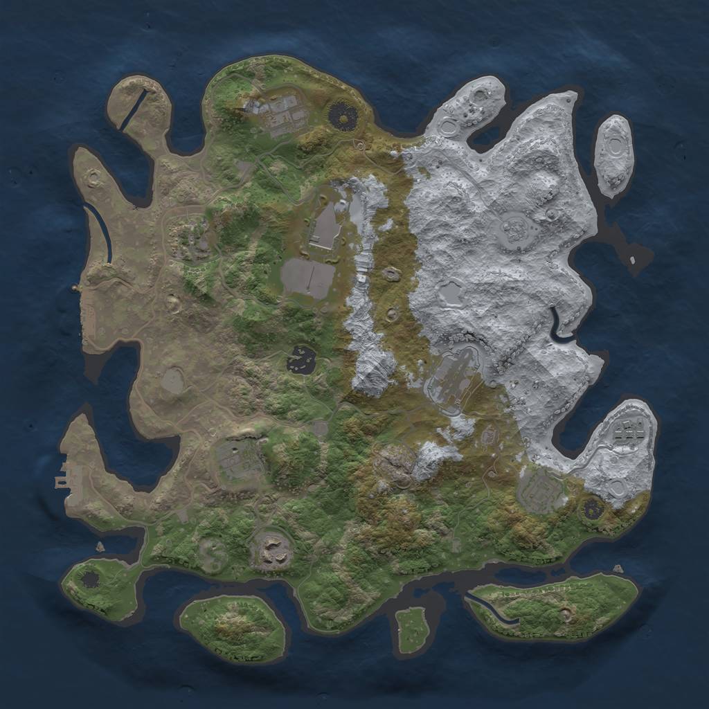 Rust Map: Procedural Map, Size: 3600, Seed: 415785, 17 Monuments