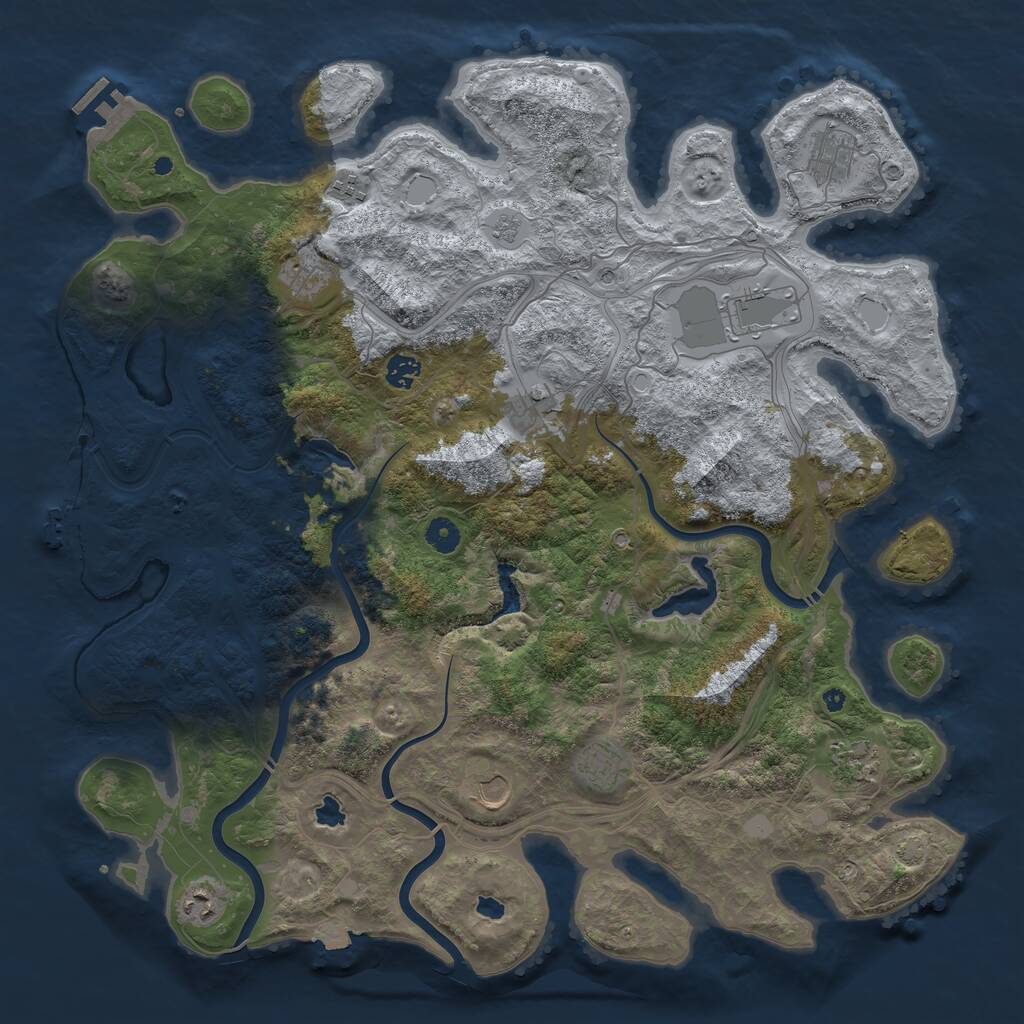 Rust Map: Procedural Map, Size: 4500, Seed: 2073941086, 16 Monuments