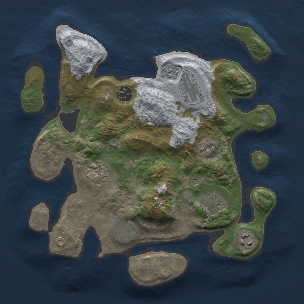 Rust Map: Barren, Size: 3000, Seed: 532532, 10 Monuments