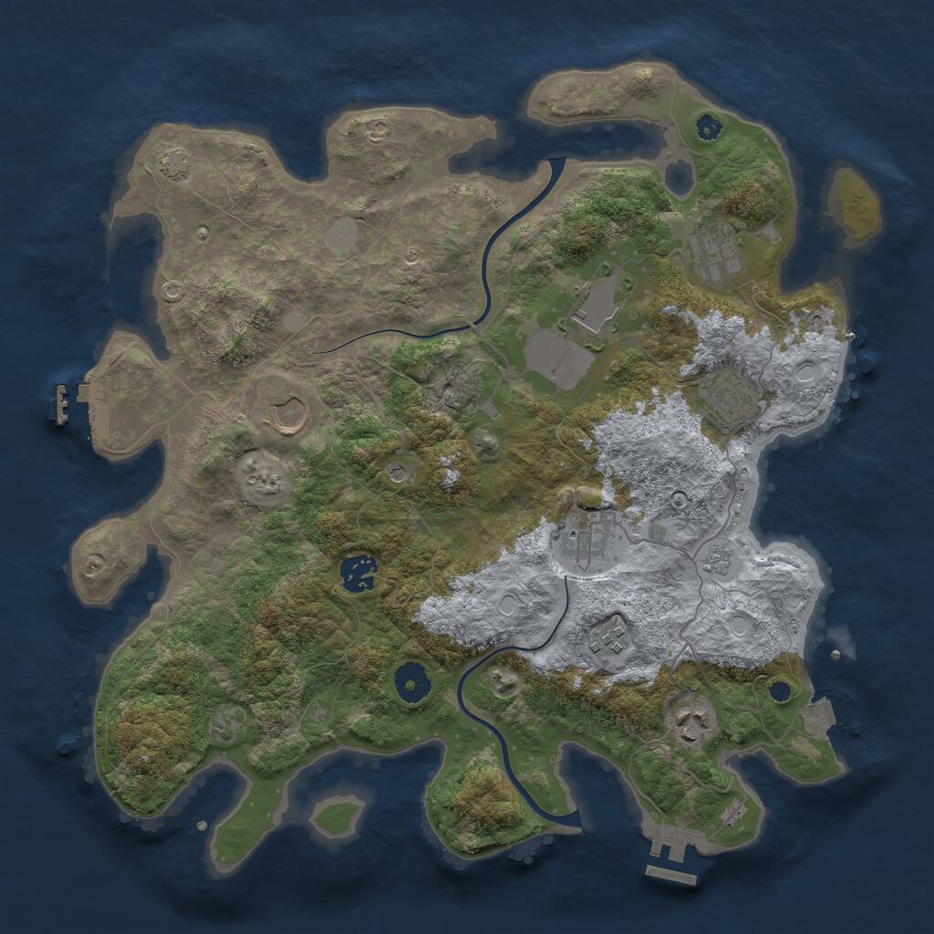 Rust Map: Procedural Map, Size: 3700, Seed: 2099302429, 14 Monuments