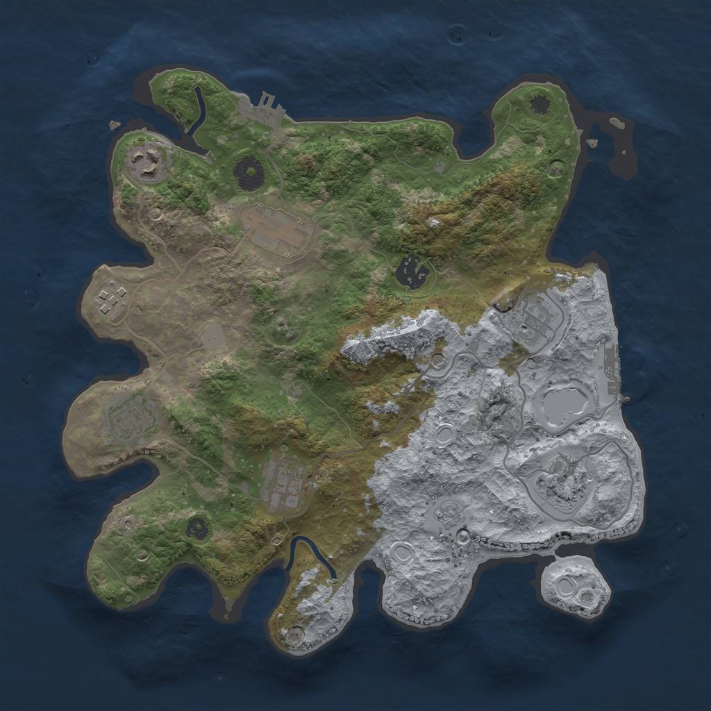 Rust Map: Procedural Map, Size: 3300, Seed: 1828883320, 15 Monuments