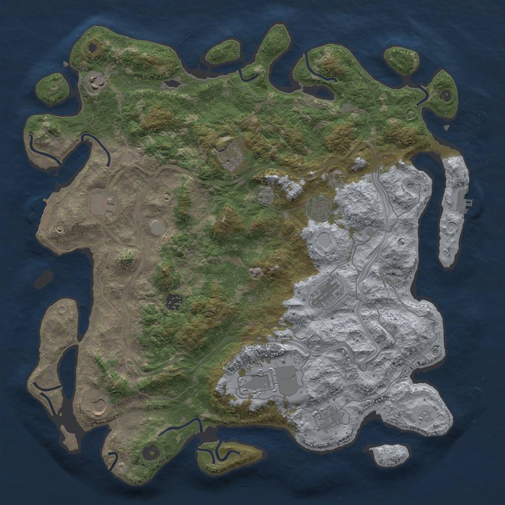 Rust Map: Procedural Map, Size: 4500, Seed: 366436003, 19 Monuments