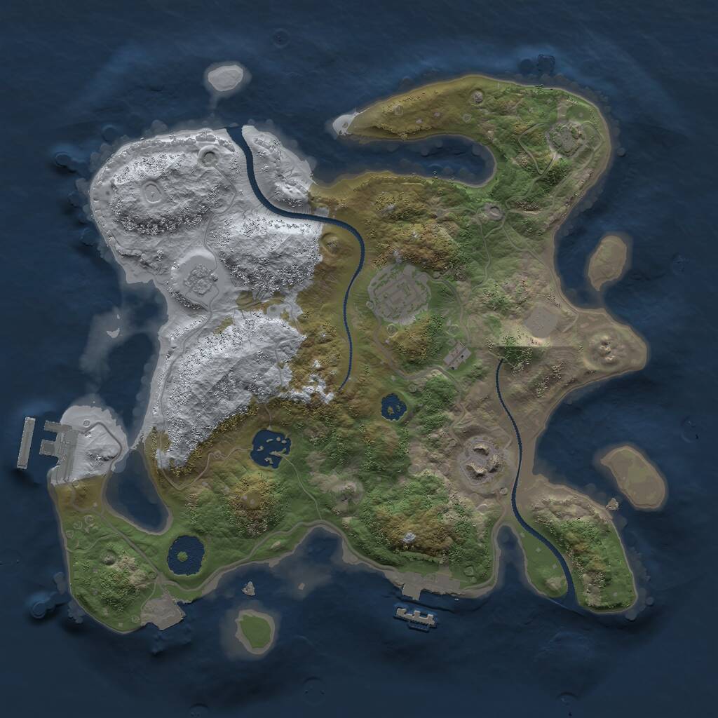 Rust Map: Procedural Map, Size: 2800, Seed: 1514098420, 8 Monuments