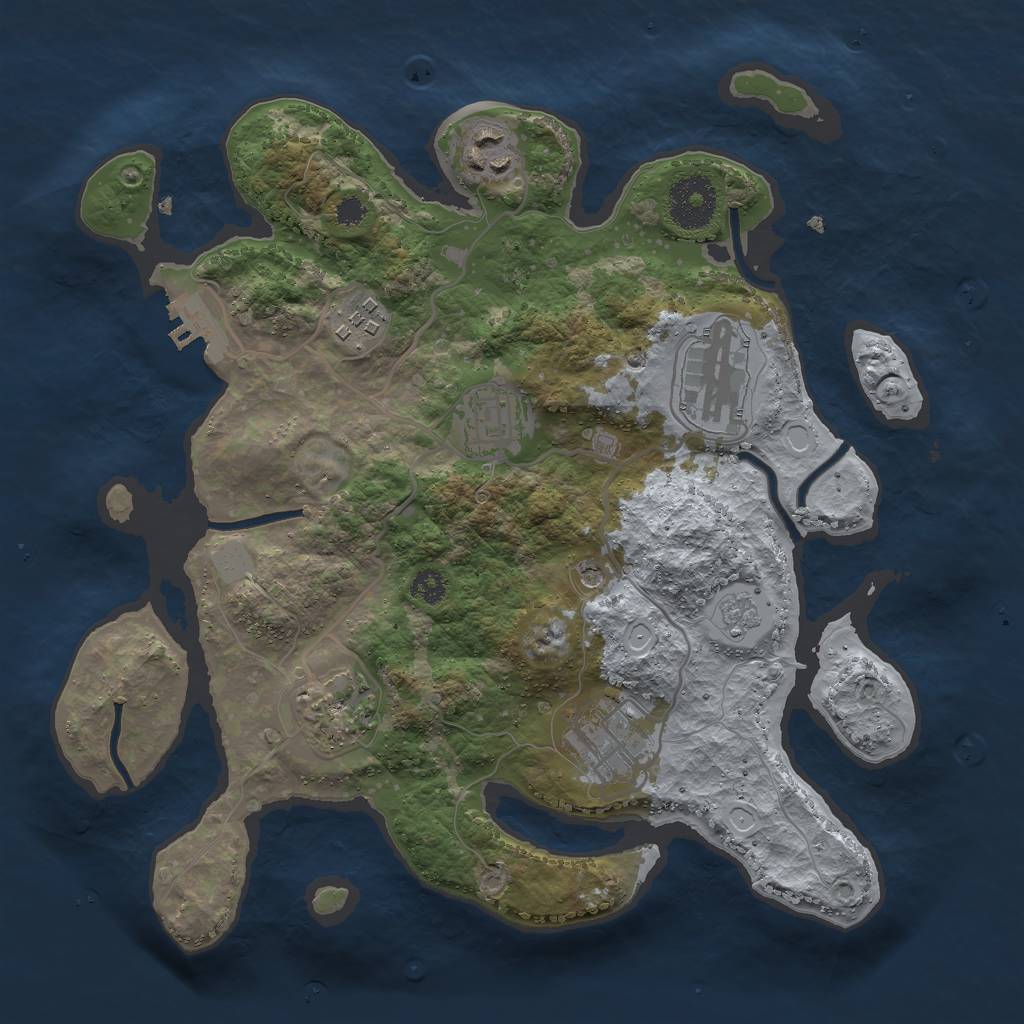 Rust Map: Procedural Map, Size: 3000, Seed: 1688974256, 14 Monuments