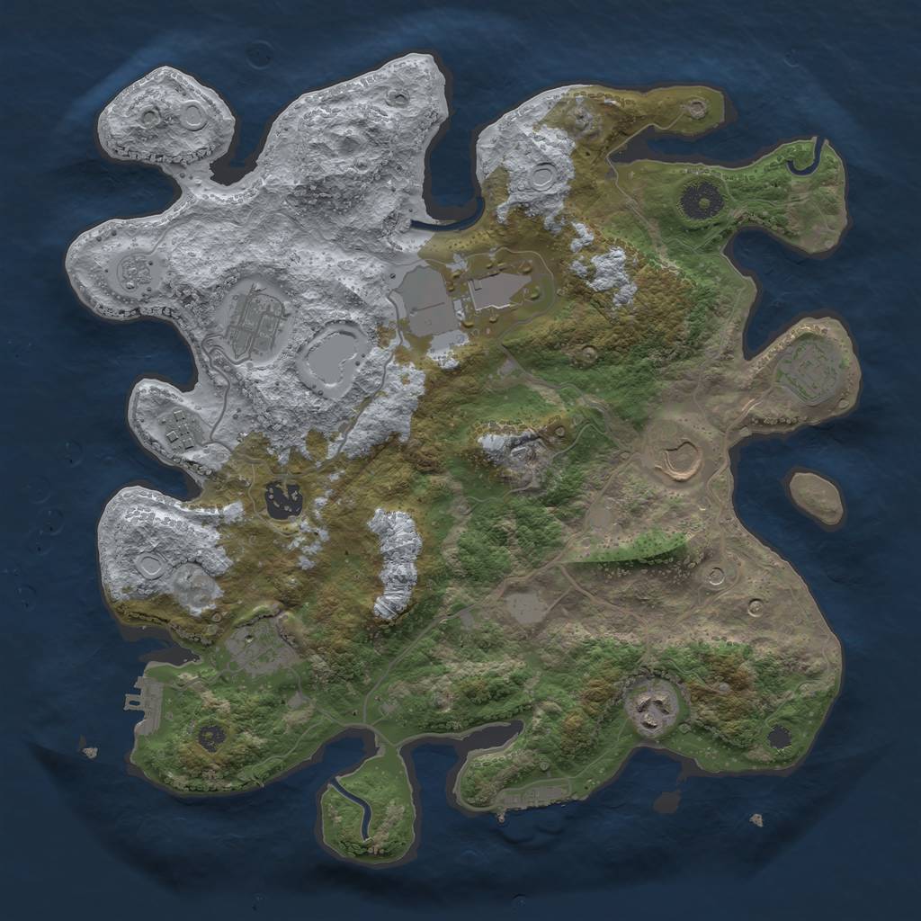 Rust Map: Procedural Map, Size: 3500, Seed: 58047327, 17 Monuments