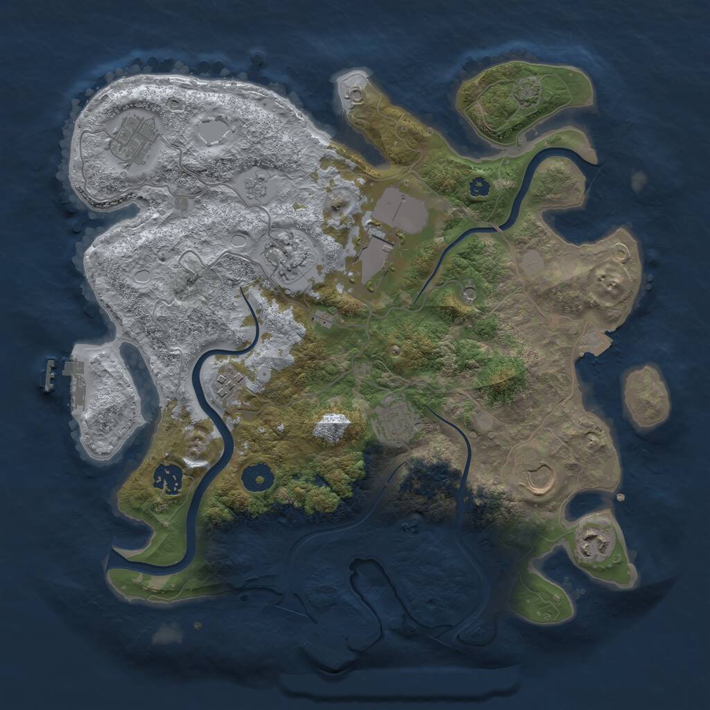 Rust Map: Procedural Map, Size: 3500, Seed: 12872, 14 Monuments