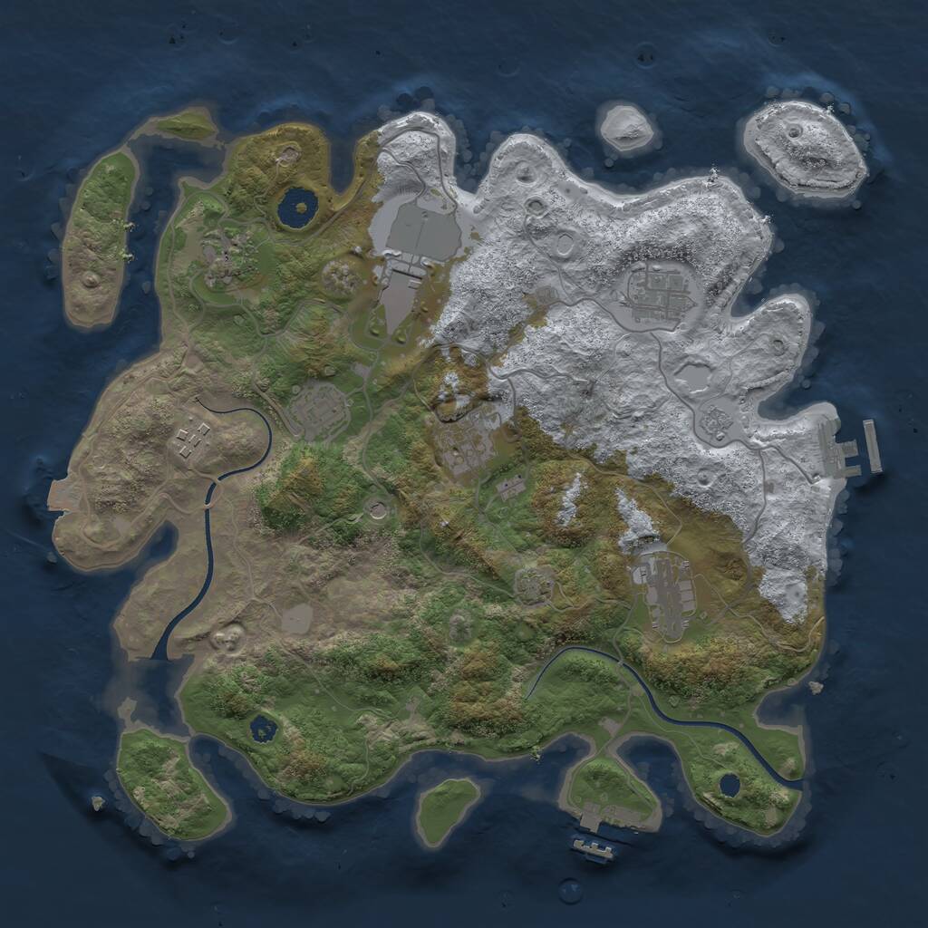 Rust Map: Procedural Map, Size: 3500, Seed: 1393577663, 13 Monuments
