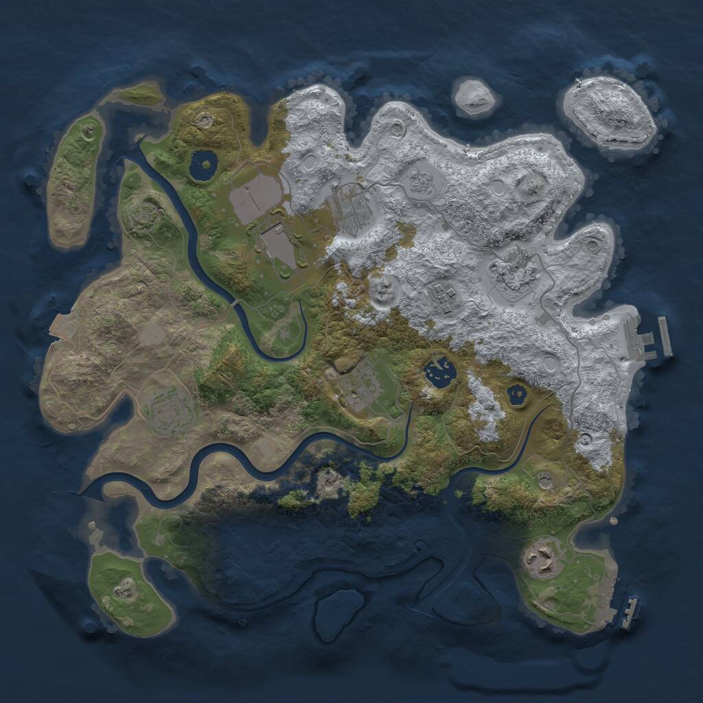Rust Map: Procedural Map, Size: 3500, Seed: 1393577663, 14 Monuments
