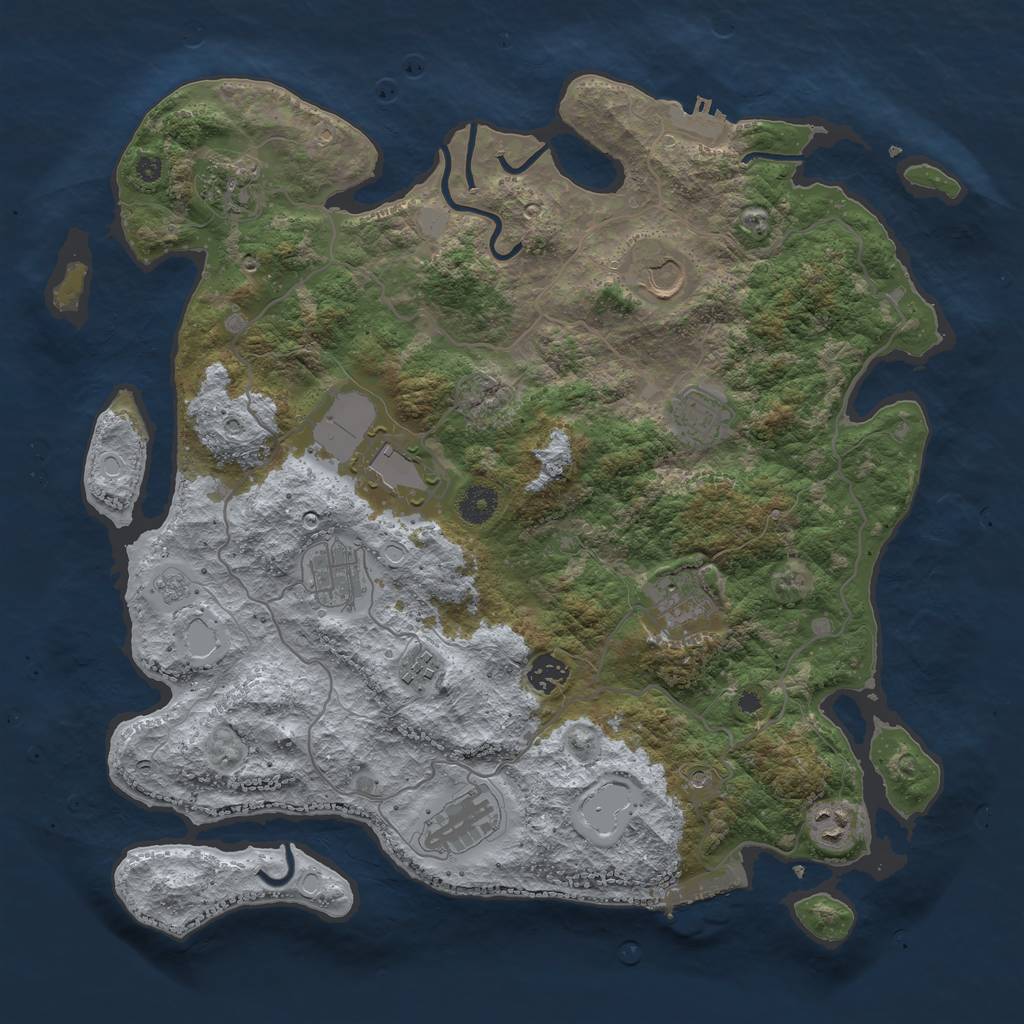 Rust Map: Procedural Map, Size: 4000, Seed: 281624124, 19 Monuments