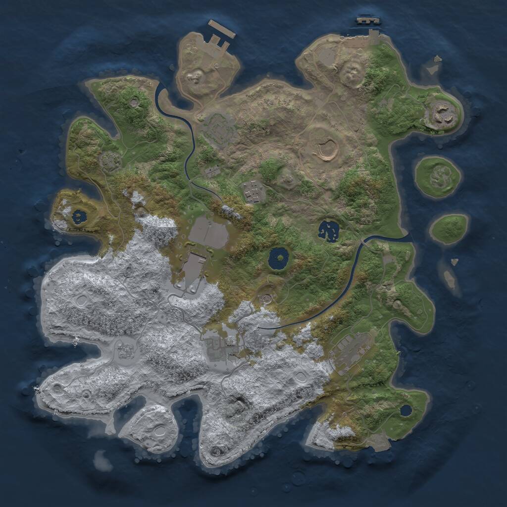 Rust Map: Procedural Map, Size: 3500, Seed: 36240707, 14 Monuments