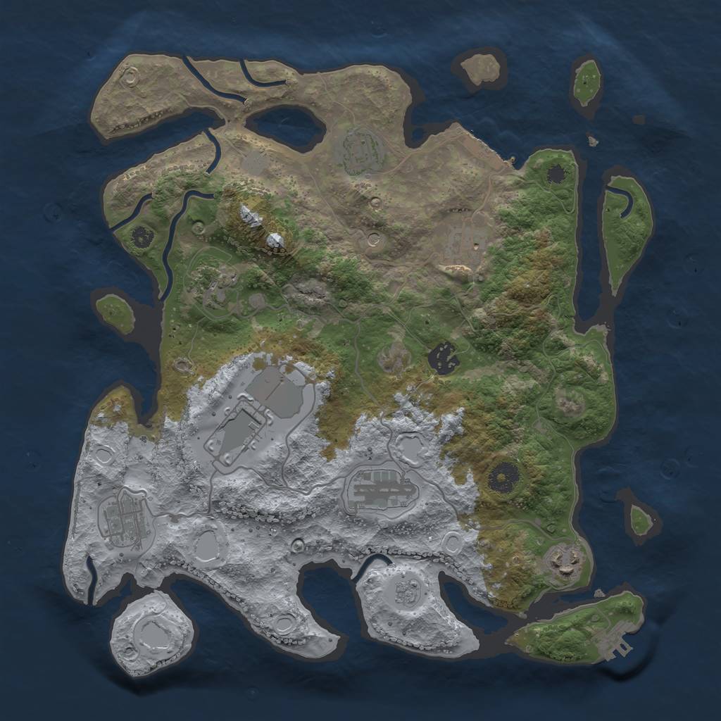 Rust Map: Procedural Map, Size: 3500, Seed: 66224206, 17 Monuments