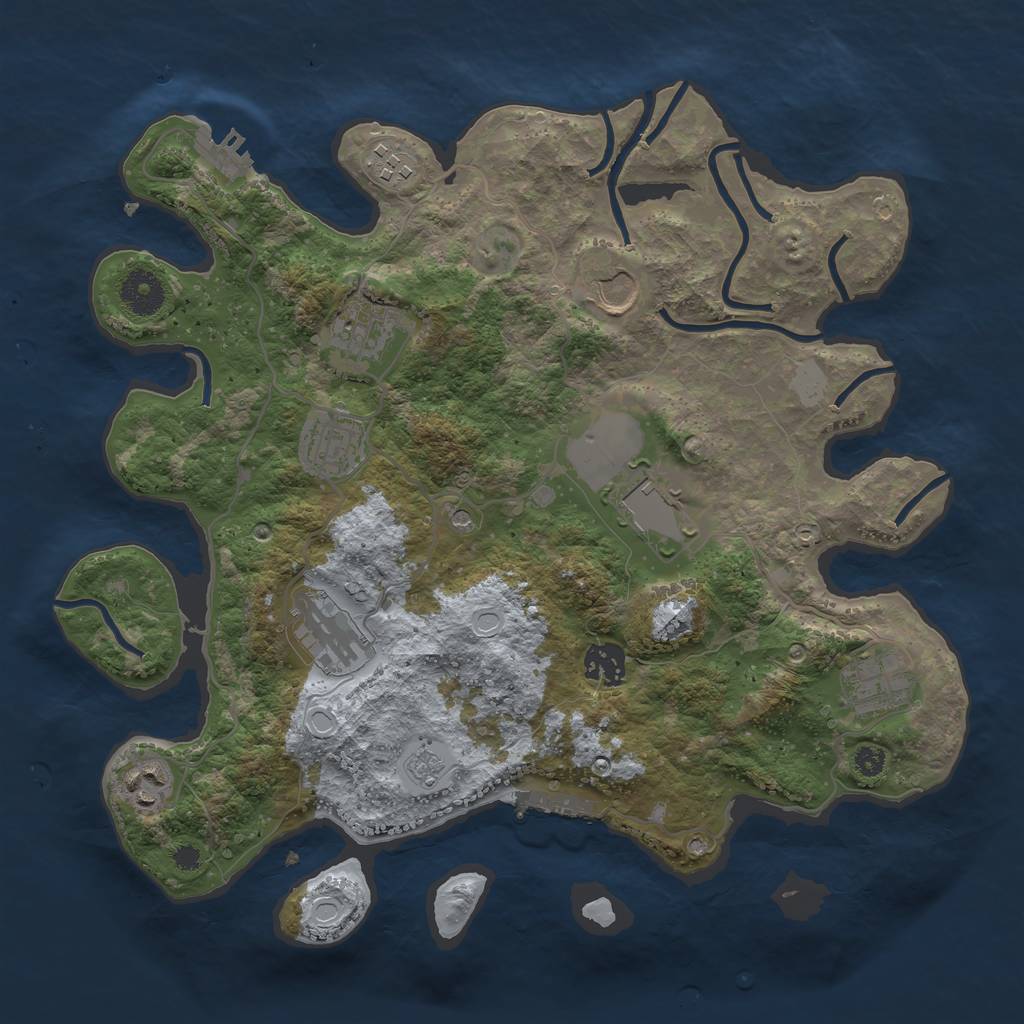 Rust Map: Procedural Map, Size: 3500, Seed: 48989269, 18 Monuments