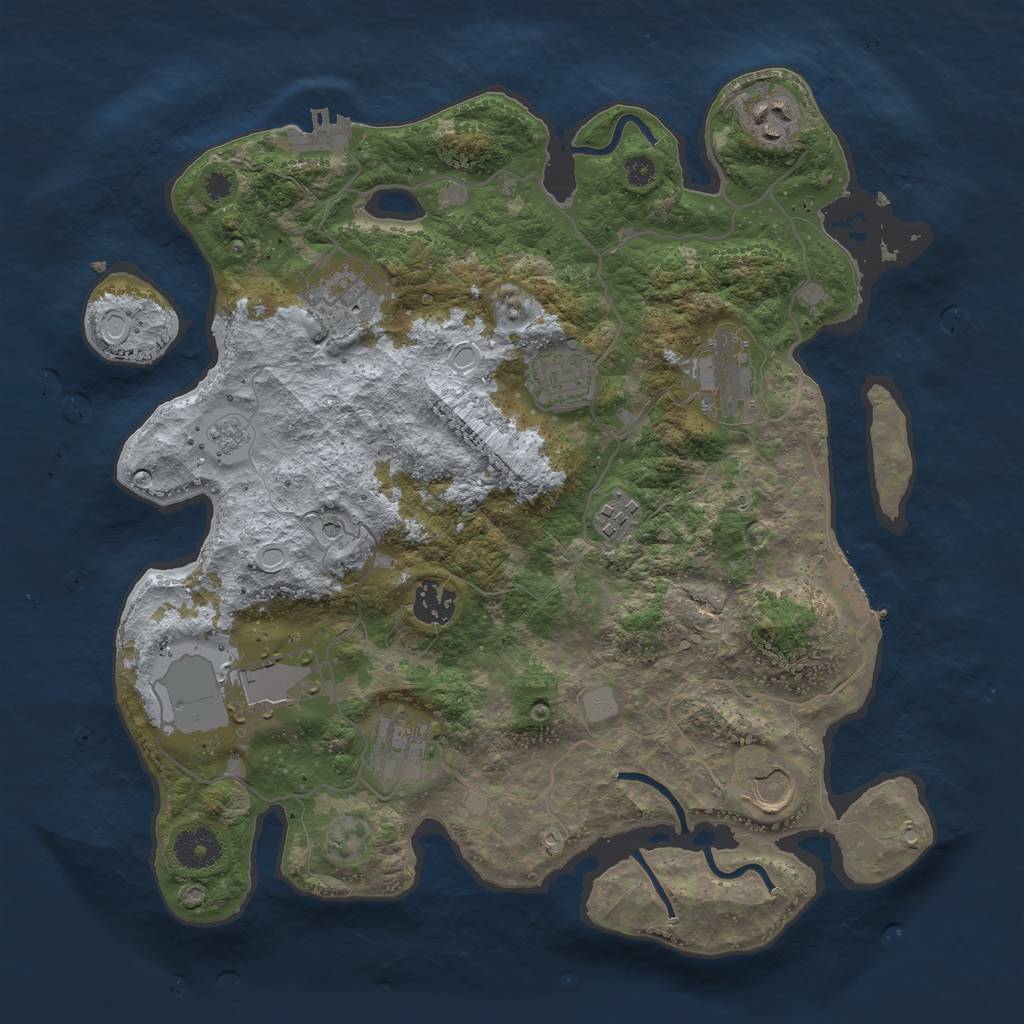 Rust Map: Procedural Map, Size: 3500, Seed: 34870097, 18 Monuments