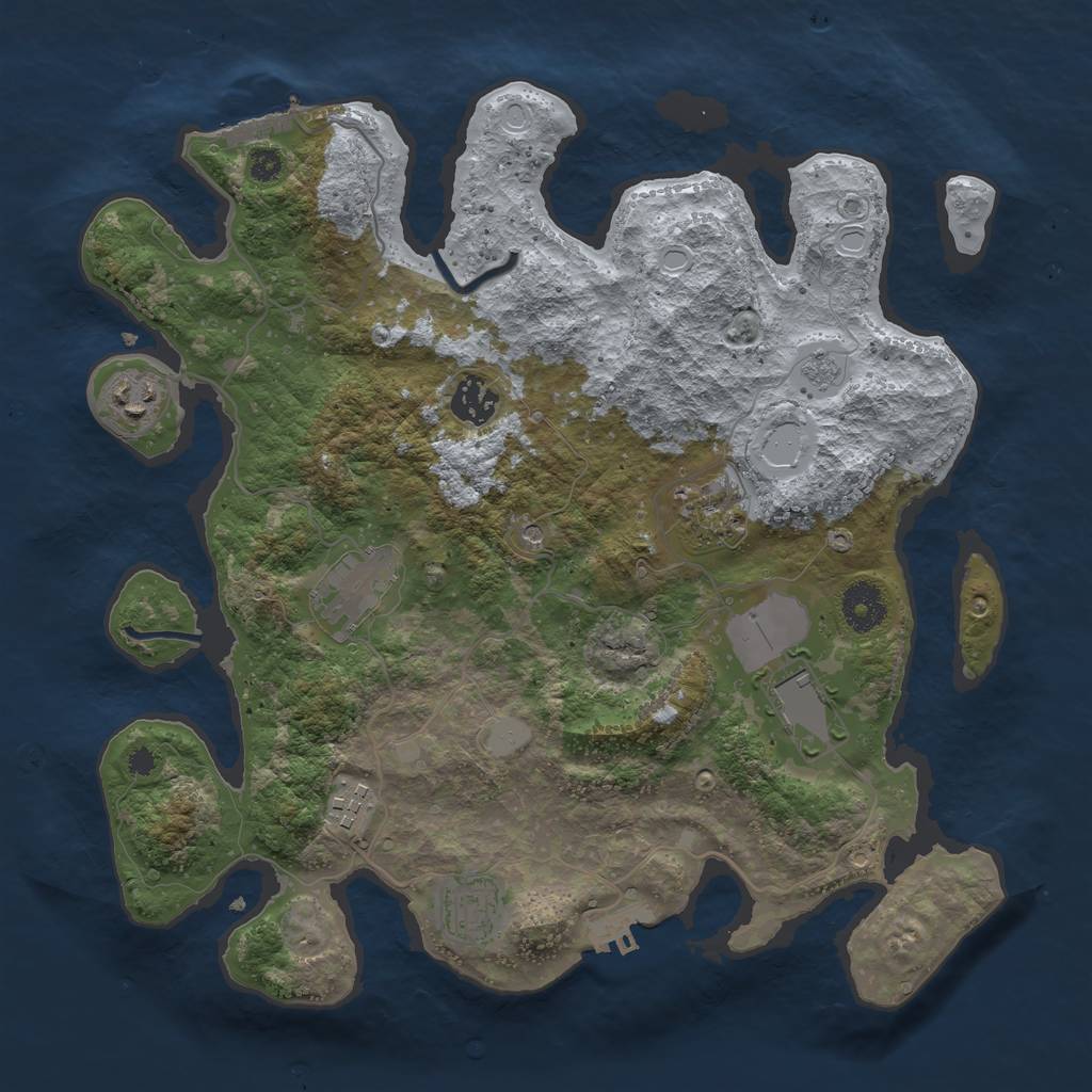 Rust Map: Procedural Map, Size: 3500, Seed: 65139774, 16 Monuments