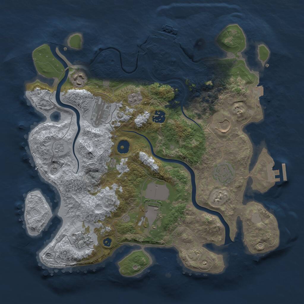 Rust Map: Procedural Map, Size: 3500, Seed: 658298265, 14 Monuments