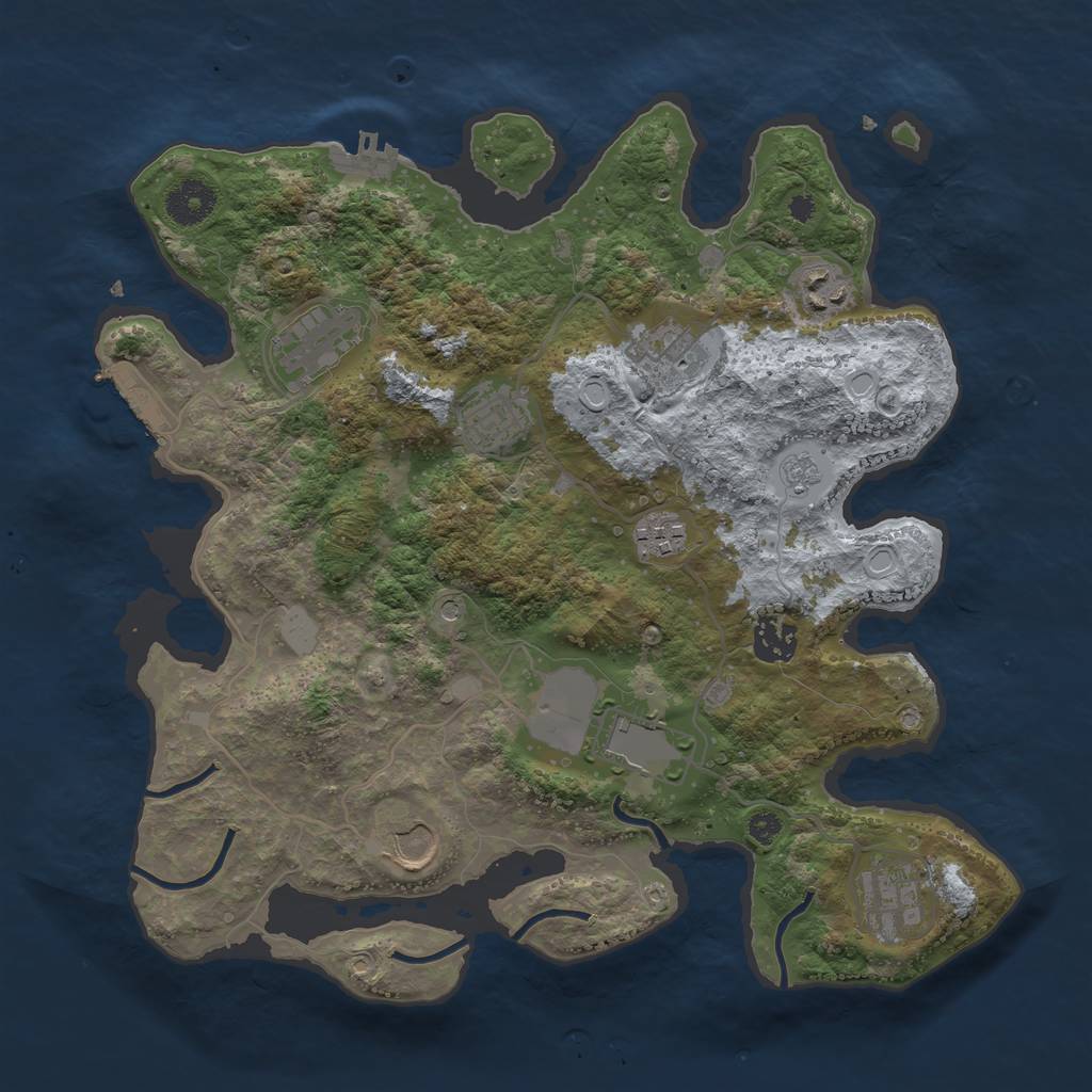 Rust Map: Procedural Map, Size: 3500, Seed: 47597351, 18 Monuments