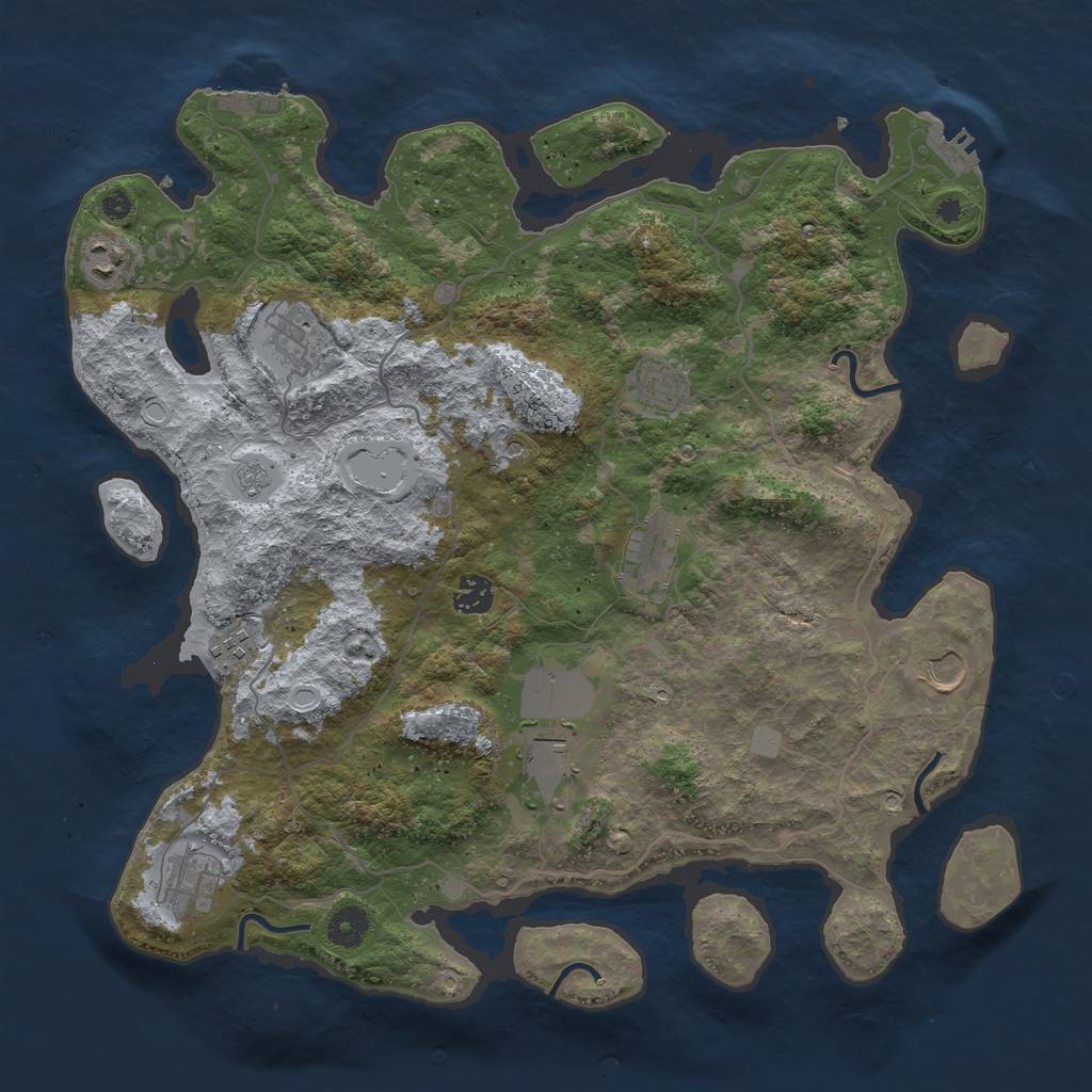 Rust Map: Procedural Map, Size: 4000, Seed: 1460797284, 18 Monuments